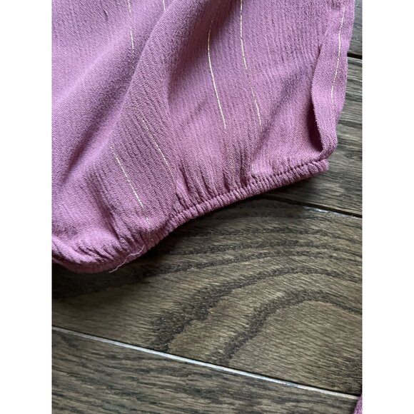 Torrid Blouse Womens Plus Size 5 Mauve Button-Front Ruffle‎ Neck & Tie Detail - Picture 7 of 10